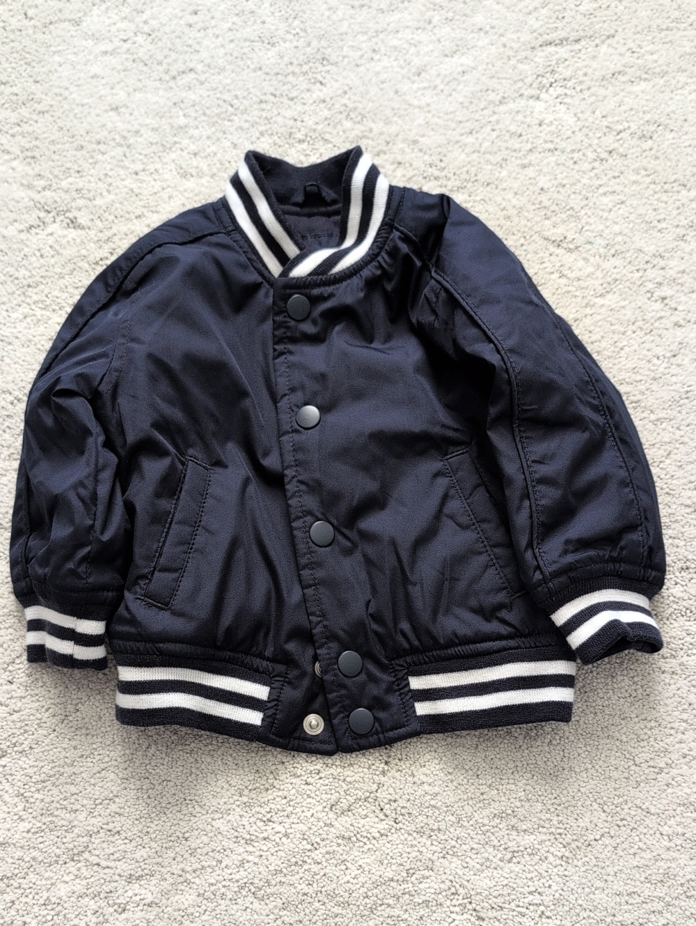 GAP Baby Navy Bomber Jacket with White Stripes 6-12m